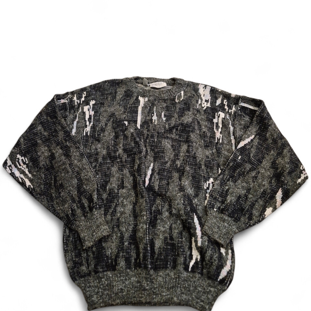 Vintage Men's Black and Gray Cambio Sweater Size L